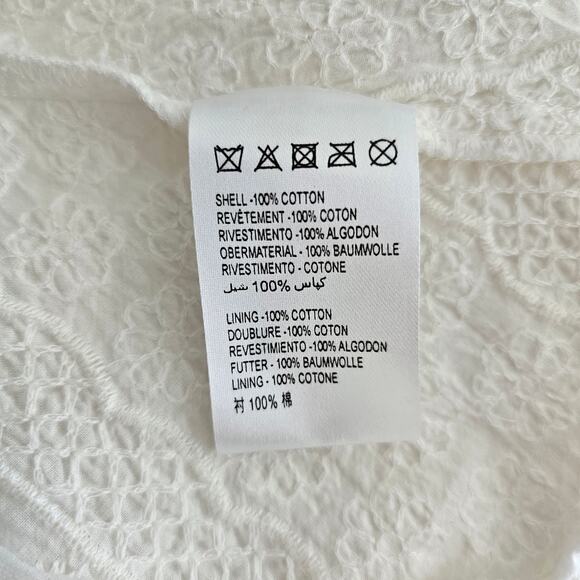 CLEOBELLA Violet Embroidered Spaghetti Strap V-Neck Bow Smocked Mini Dress Sz M - Picture 11 of 16